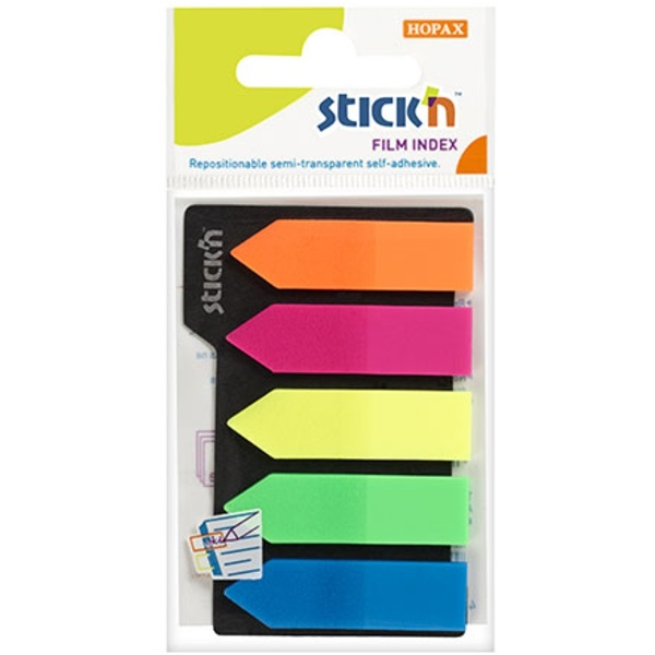 Stick`N 42x12 mm 5x25 lapos nyíl formájú neon oldaljelölő címke (21143)