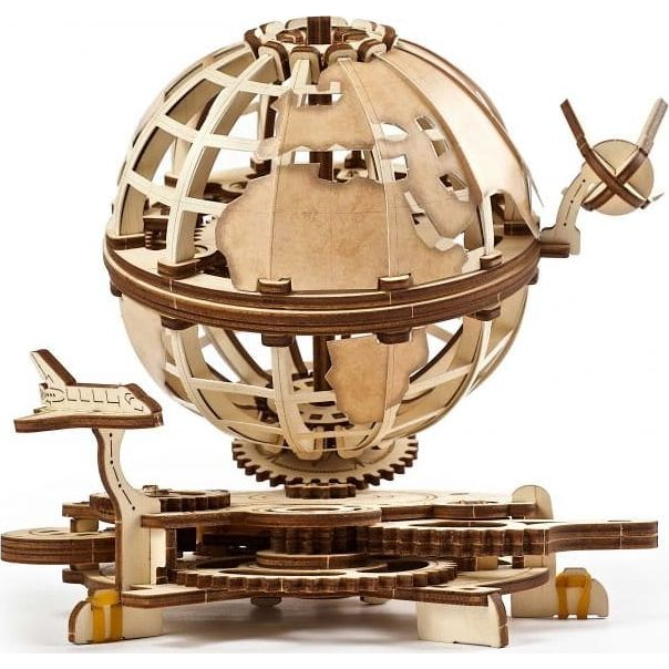 Глобус - Механичен 3D дървен пъзел от 184 части — Ugears U-70128