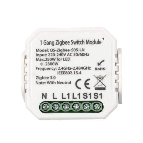 SMARTZILLA Tuya Zigbee kapcsoló mögé rejthető 1 csatornás kapcsoló okosító (N) (2046402-1N) (smart20464021N)