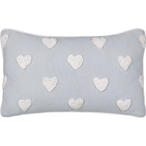 Cojín De Algodón Estampado Bordado Corazones 30 X 50 Cm Gris Gazania - Gris