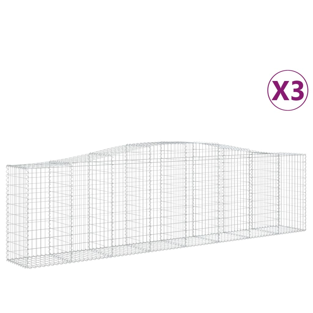3 db íves horganyzott vas gabion kosár 400x50x100/120 cm (3145957)