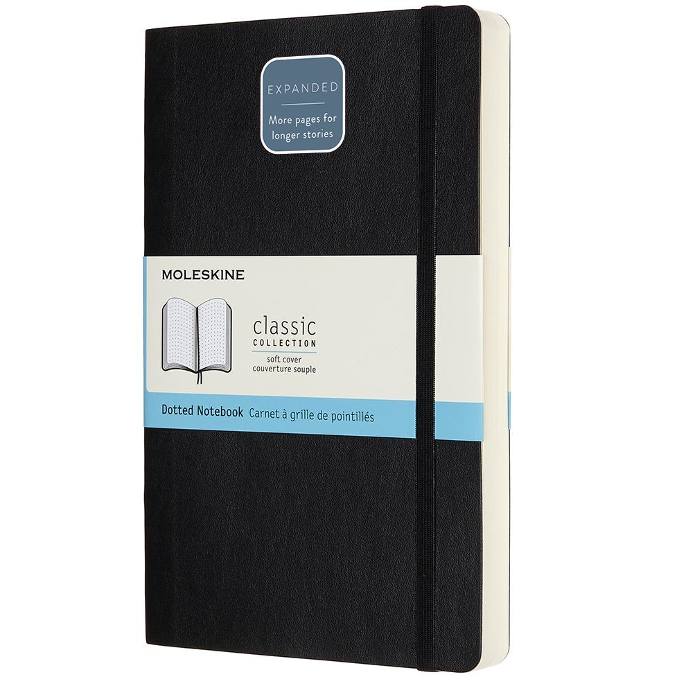 MOLESKINE L expanded, puha kötés, pontozott, fekete (QP619EXP)