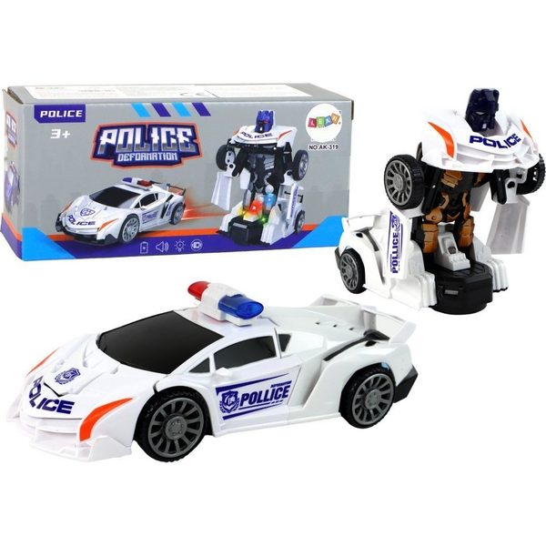 Robot Autó 2In1 – Fehér Sportrendőrautó 16261