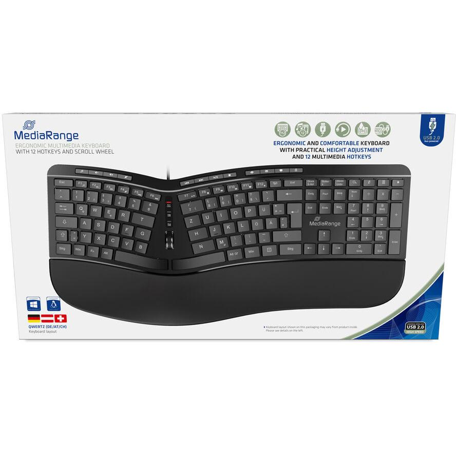 MediaRange ergon. Multimedia-Tastatur 124 Ta. Scr-Rad schw. (MROS120) (MROS120)