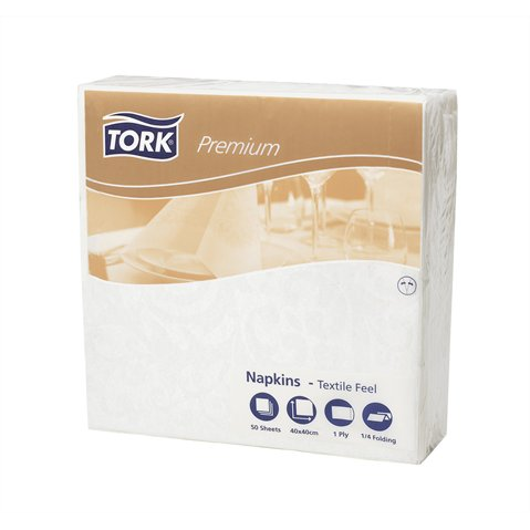 Tork Prémium 1/4 hajtogatott szalvéta arabesque mintával - Fehér (50 db) (13256)