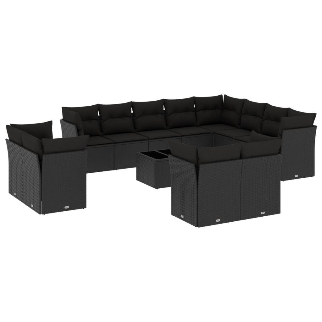 13 részes fekete polyrattan kerti ülőgarnitúra párnákkal (3218535)