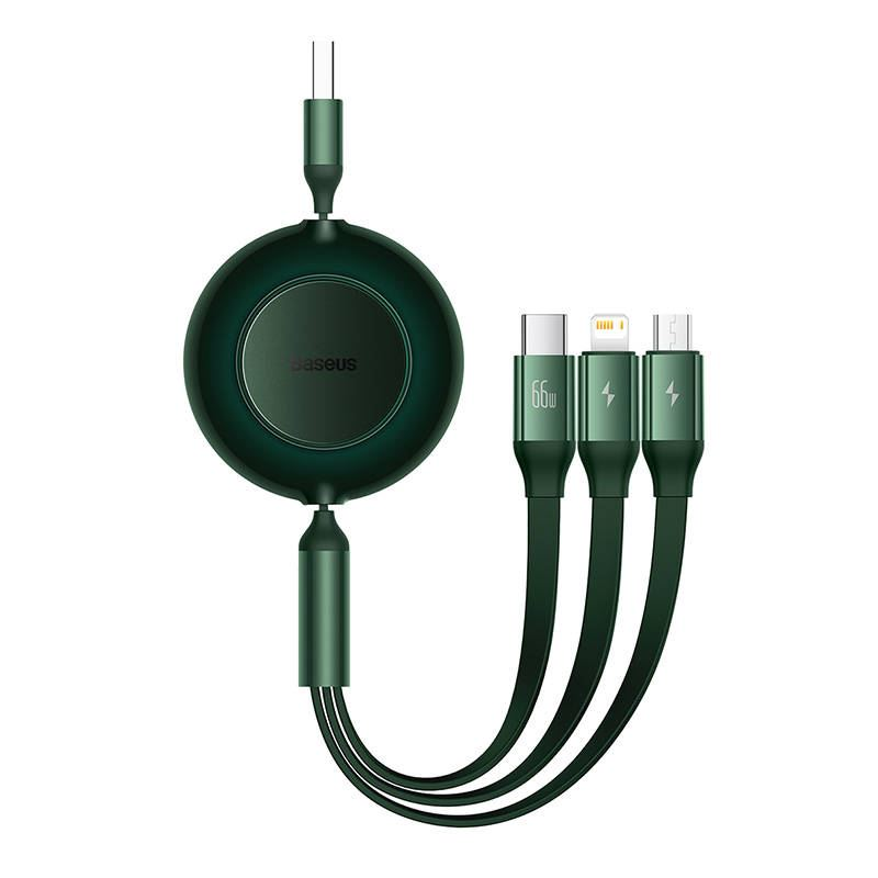 Baseus Bright Mirror 3 USB 3 az 1-ben kábel mikro USB Lightning USB-C 66W 2A 1.1m zöld (CAMJ010106) (CAMJ010106)