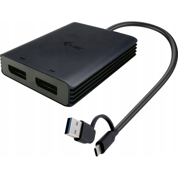 i-tec CADUAL4KDP adaptador de cable de vídeo 0,27 m USB Type-A/USB Type-C 2 x DisplayPort Negro