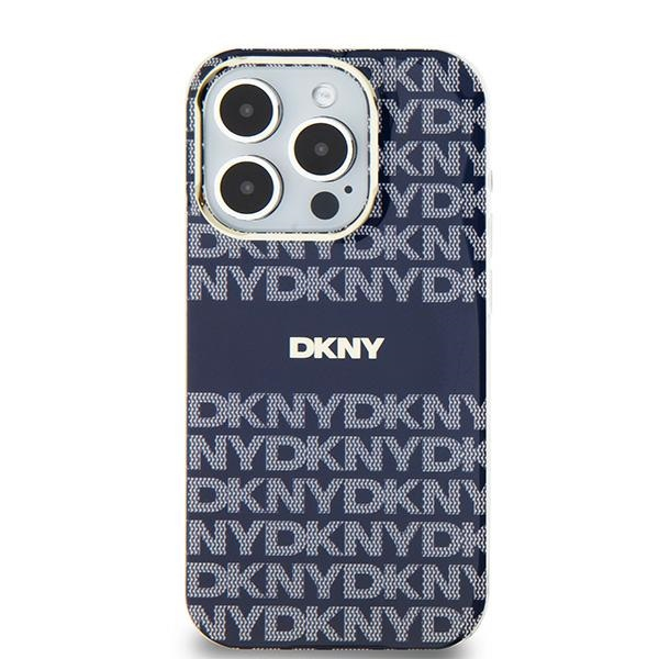 DKNY iPhone 13 / 14 / 15 MagSafe Mintás középcsíkkal PC TPU Telefon tok - Kék (DKHMP15SHRHSEB)