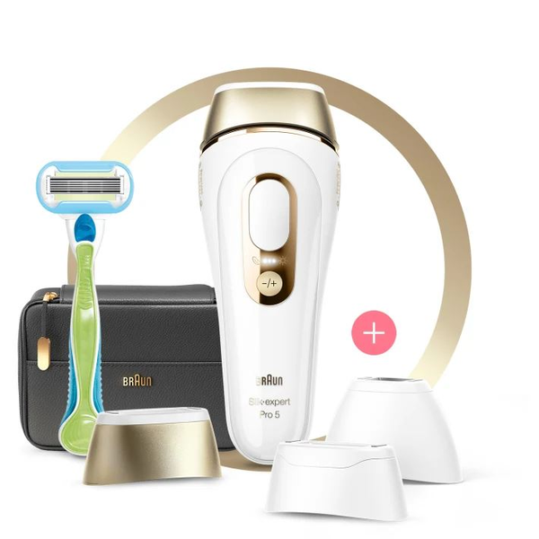 Braun Silk-expert Pro 5 PL5243 Intenst pulserende lys (IPL) Guld, Hvid