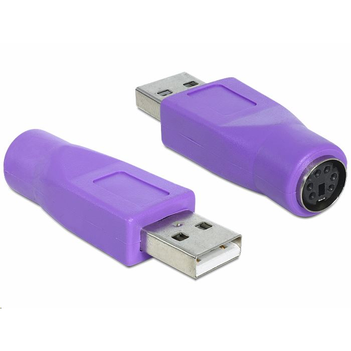 Delock USB adaptér - PS/2 fialový (65461)