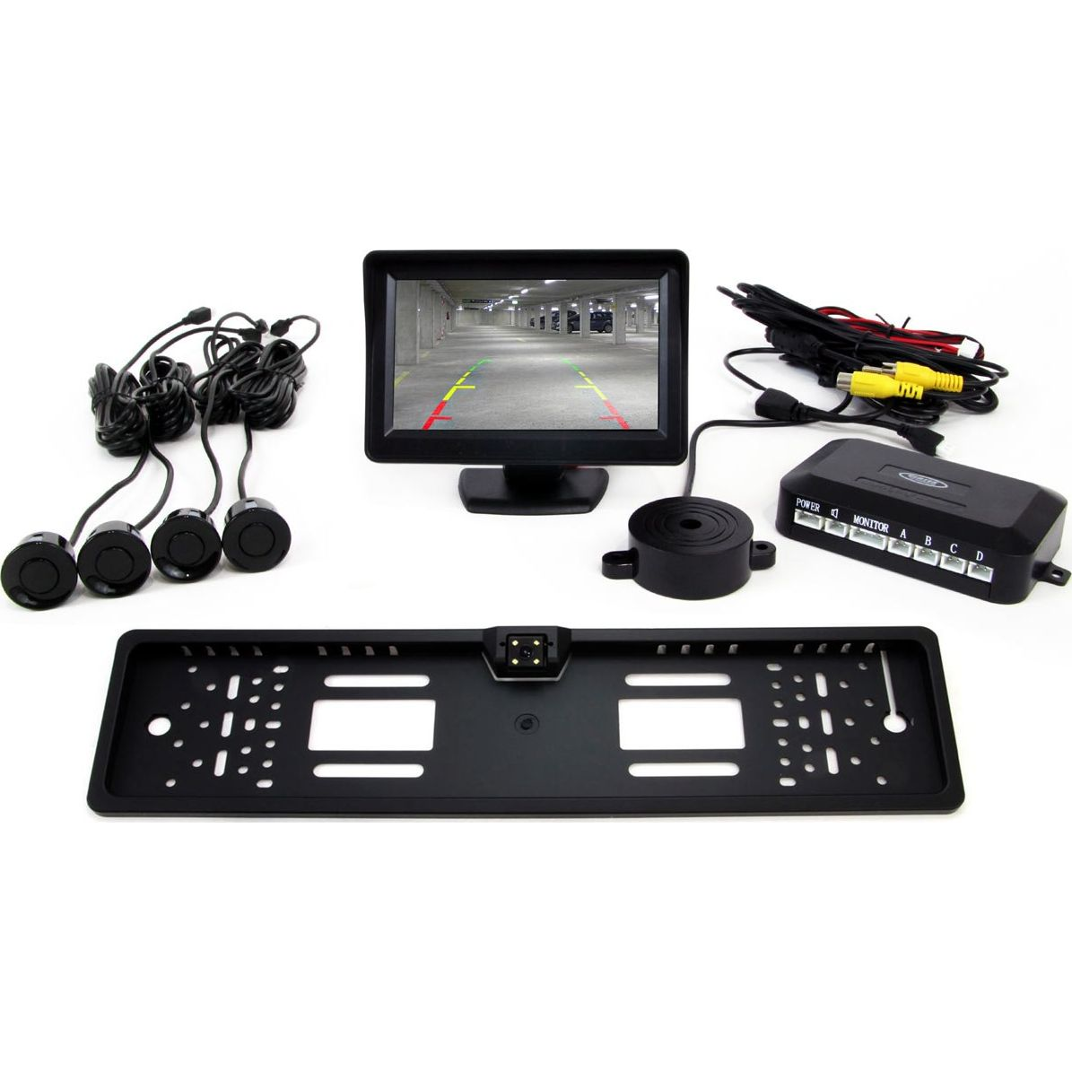 Amio Tolatóradar 4 Darab Fekete 22 mm-es Szenzorral, 4.3" Tft Monitorral + Rendszám (AMI-01552)