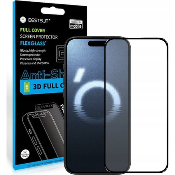 Гъвкаво хибридно фолио, съвместимо с iPhone 16 Pro Max (6.9"), пълно 3D лепило, Bestsuit
