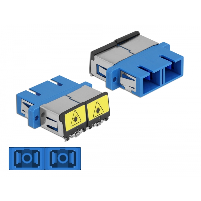 Delock SC optikai szálas csatlakozó Párosító lézervédő zárral / borítással Duplex anya - SC Duplex a (86893) (86893)