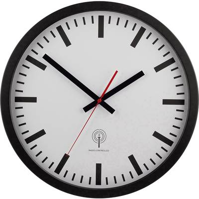 EUROTIME Analóg rádiójel vezérelt pályaudvari falióra, O 40 cm (56862) (56862)
