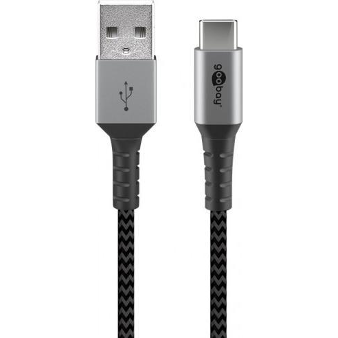 Goobay 49296 USB kábel 1 M USB 2.0 USB C USB A Fekete, Szürke (49296)