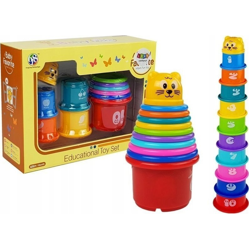 Lean Toys Piramis Alakú Poharak Babának Cica Mintákkal (7166)