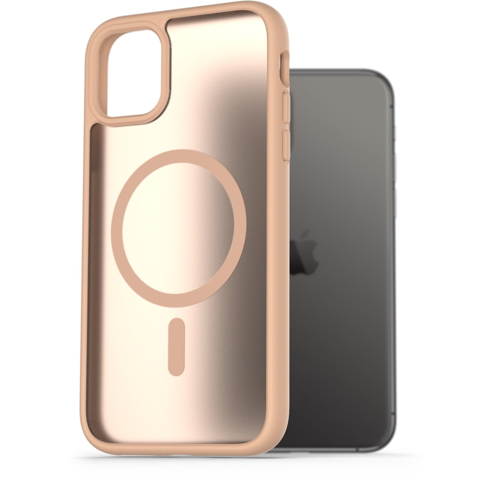 AlzaGuard Matte Case Compatible with Magsafe iPhone 11 homoksárga tok (AGD-PCMM66SG)