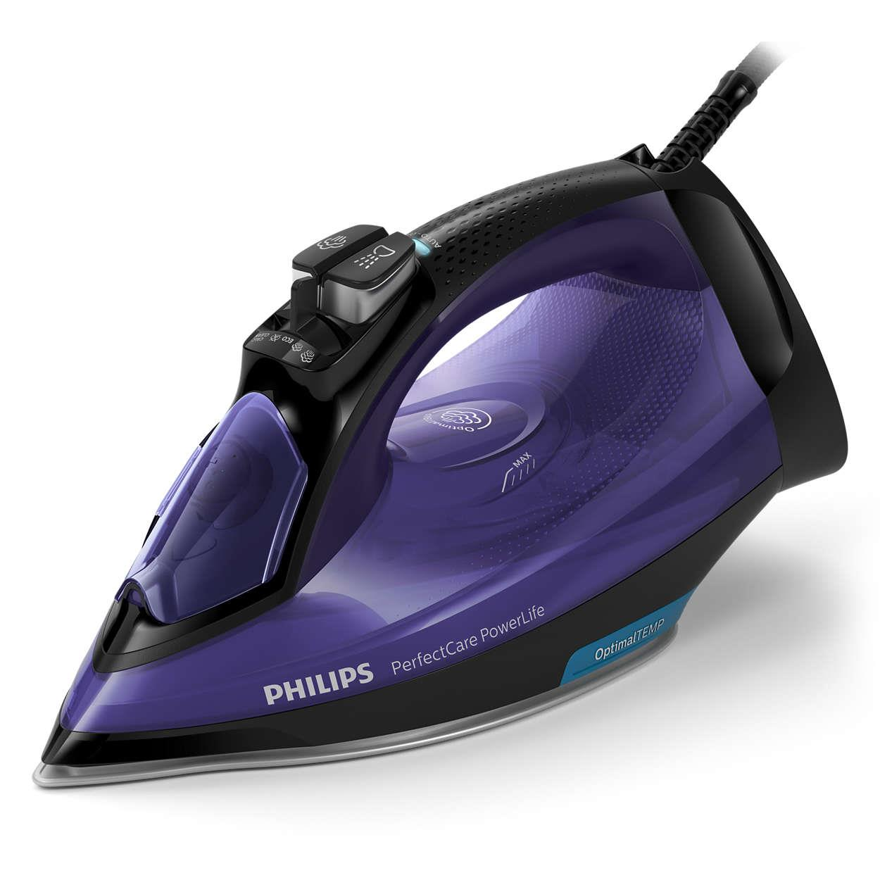 Philips PerfectCare GC3925/30 vasaló Gőzölős vasaló SteamGlide Plus talp Fekete, Lila (GC3925/30)