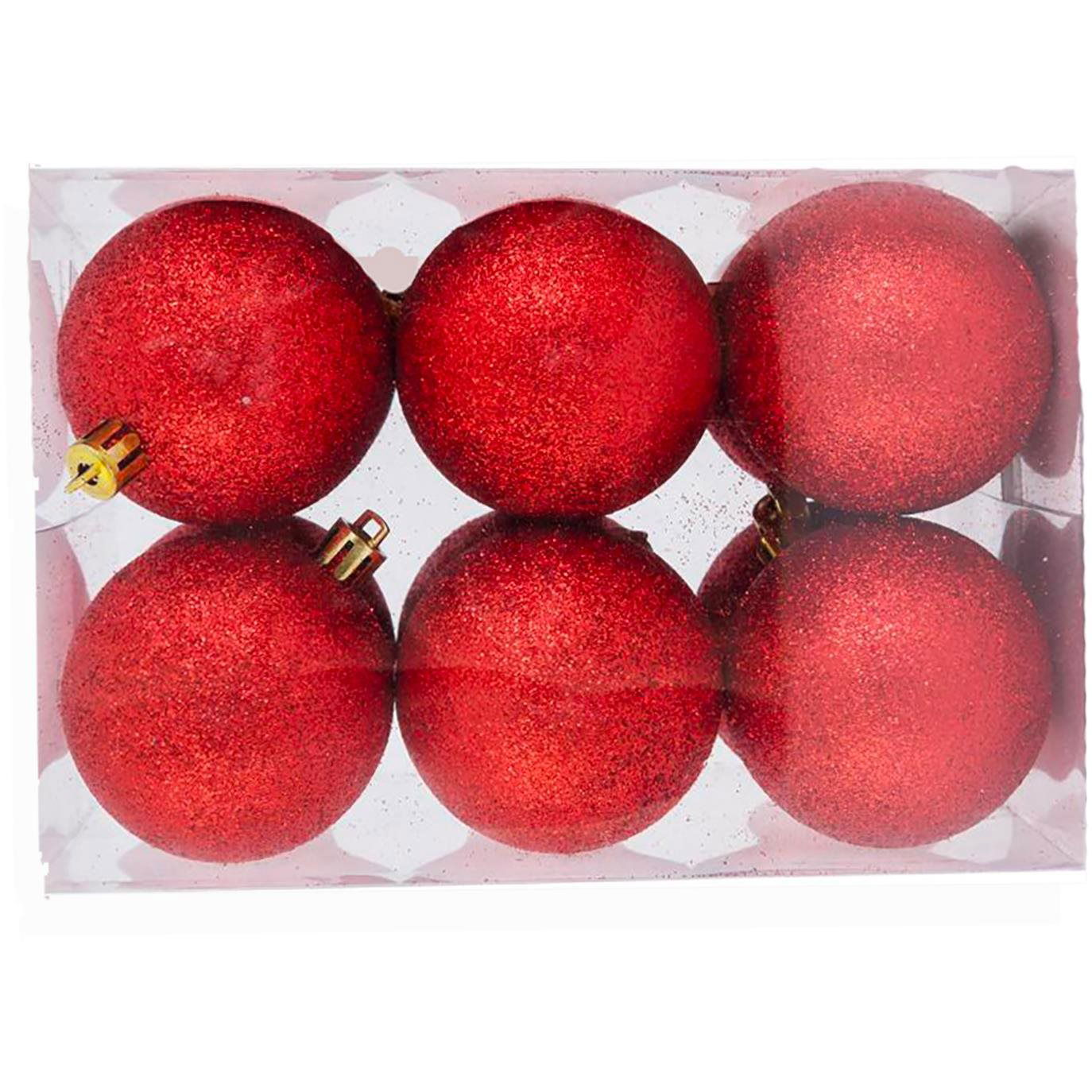 LAALU Karácsonyi dísz - gömb, piros csillámos, átmérő 4 cm, 12 db (LAU-2011)