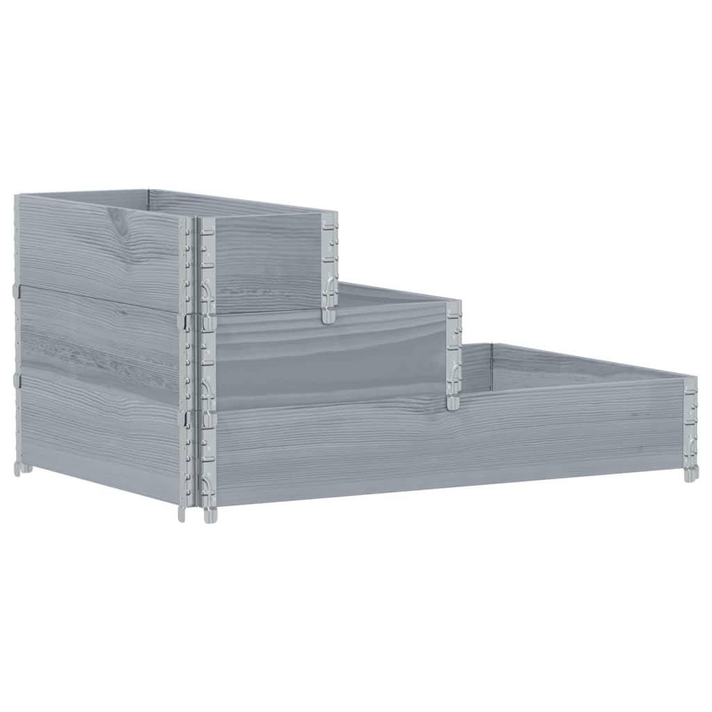 3 szintes szürke tömör fenyőfa magaságyás 120 x 80 cm (4010311)