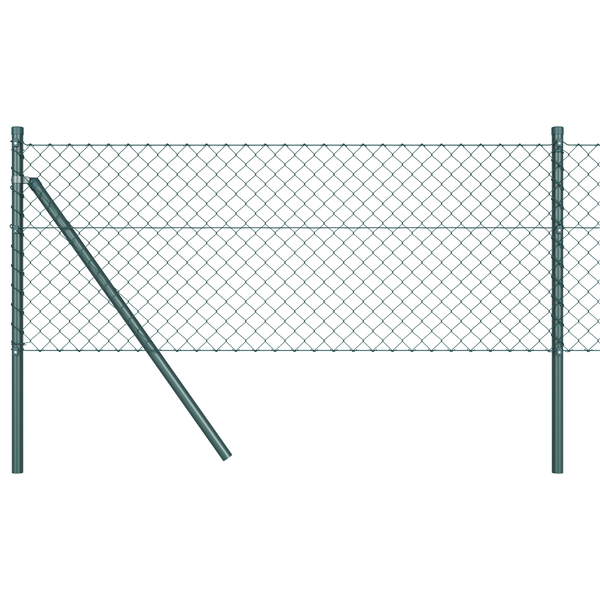 Plasă de lanț cu 7 stâlpi 0.4x10 m Oțel galvanizat Verde