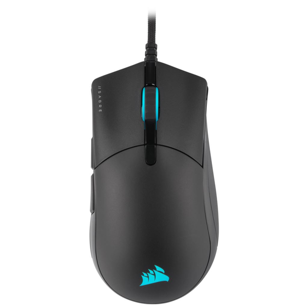 Мишка Gaming Corsair Sabre PRO RGB Champion Series, Ултралека 74g, RGB подсветка, Кабел Тип паракорд, Black