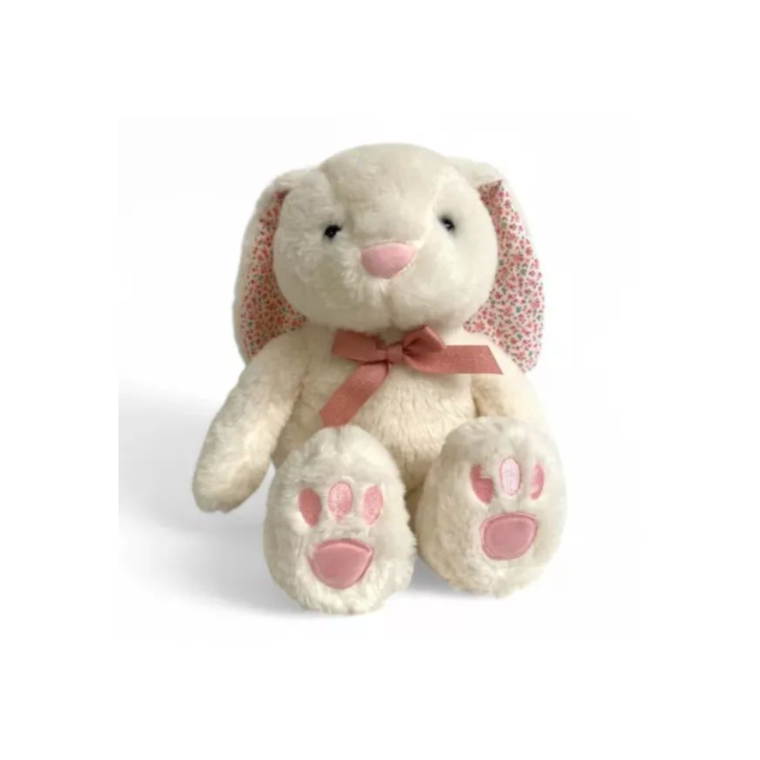 Fehér színű ülő nyúl szalaggal a nyakában plüssfigura 27 cm (PLP048)