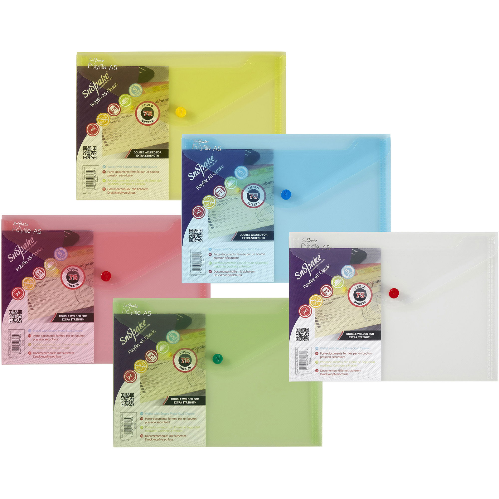 SNOPAKE Polyfile patenttal, A5, classic - 5 darabos kiszerelés (11395)