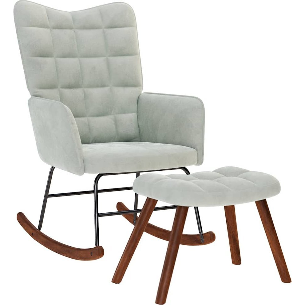 világosszürke bársony hintaszék lábtartóval (4016843)