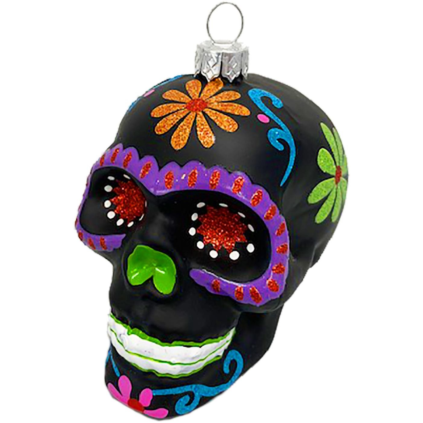LAALU Dísz koponya színes dekorációval fekete 9 cm (LAU-1422)