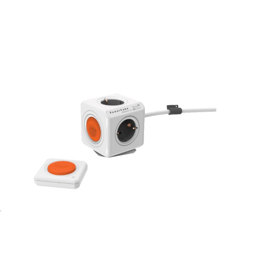 Allocacoc PowerCube Extended Remote Set hálózati hosszabbító kapcsolóval 1.5m fehér-narancs (1512/EUEXRM) (1512/EUEXRM)