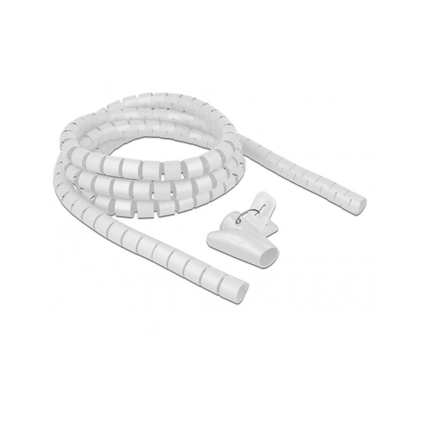 DELOCK Spiralschlauch mit Einziehwerkzeug 2,5 m x 25 mm weiß