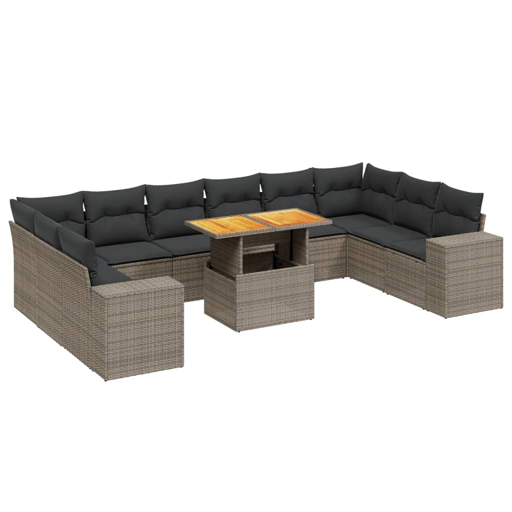 11 részes szürke polyrattan kerti ülőgarnitúra párnákkal (3272810)