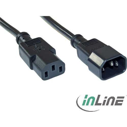 Kabel zasilający InLine Power Cord przedłużacz C13 - C14 1.8m z ETL (for US use) (16632V)