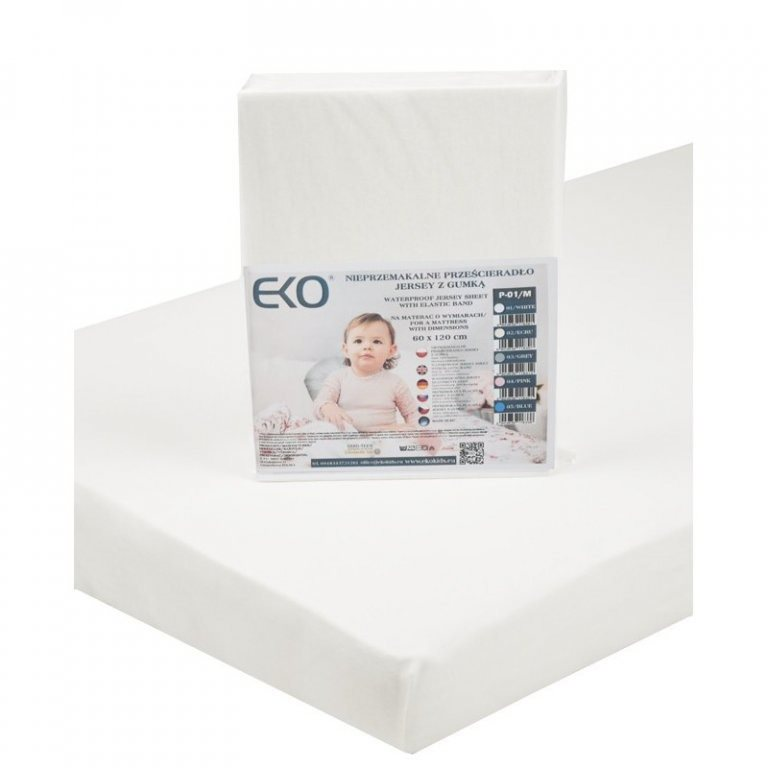 EKO Jersey gumis lepedő, vízhatlan, fehér 120x60 cm (5903636118291)