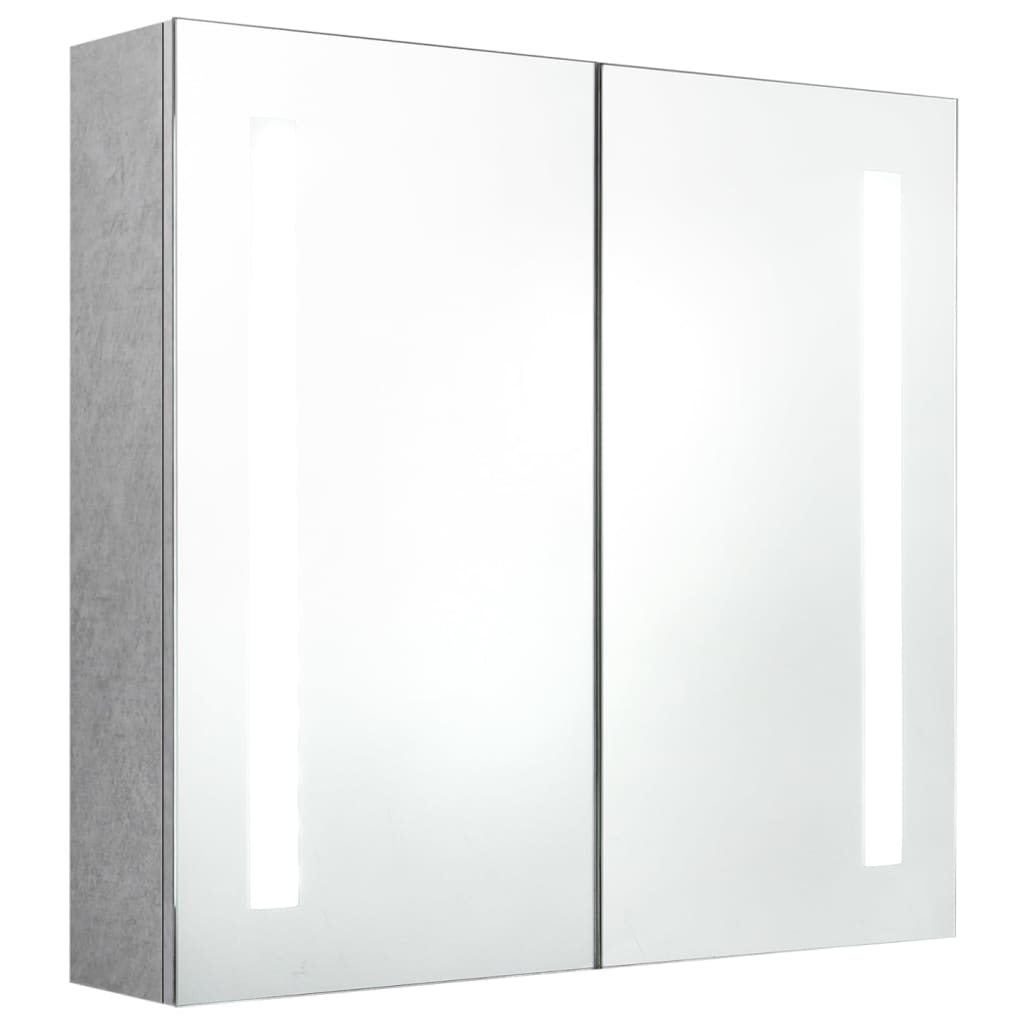 betonszürke LED-es tükrös fürdőszobaszekrény 62 x 14 x 60 cm (326518)