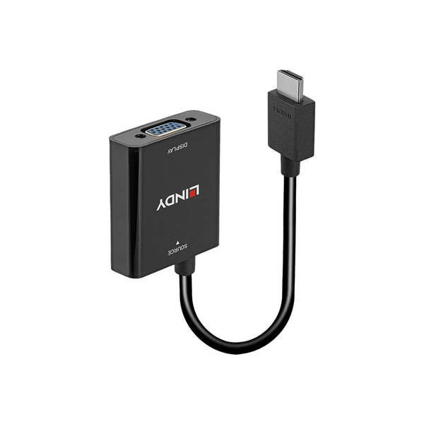 Lindy 38291 videokabel adapter 0,1 m HDMI Type A (Standard) VGA (D-Sub) Sort