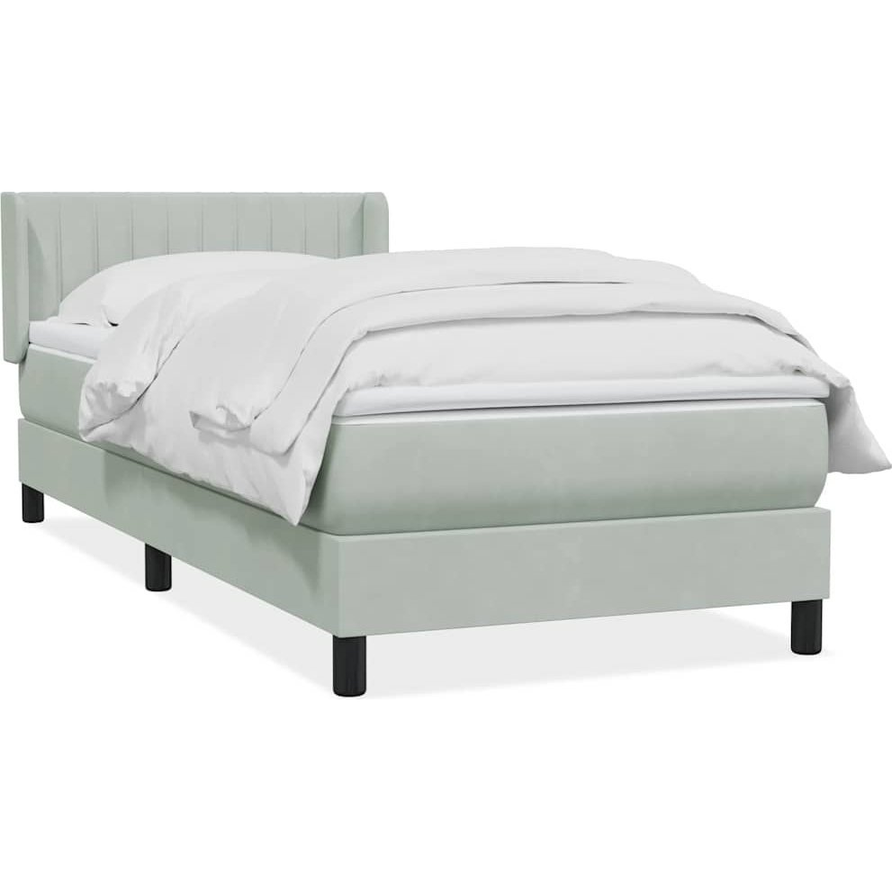 világosszürke bársony rugós ágy matraccal 90x220 cm (3318309)