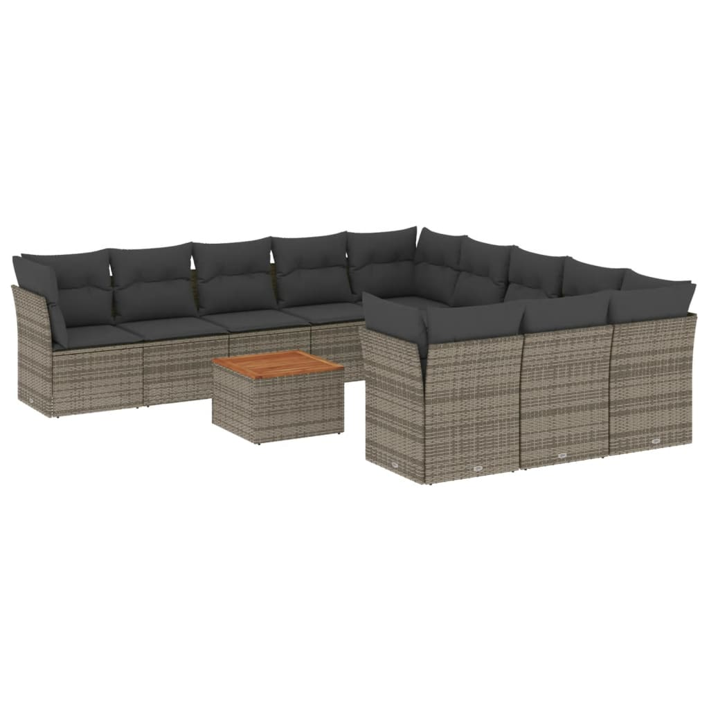 12 részes szürke polyrattan kerti ülőgarnitúra párnákkal (3256242)