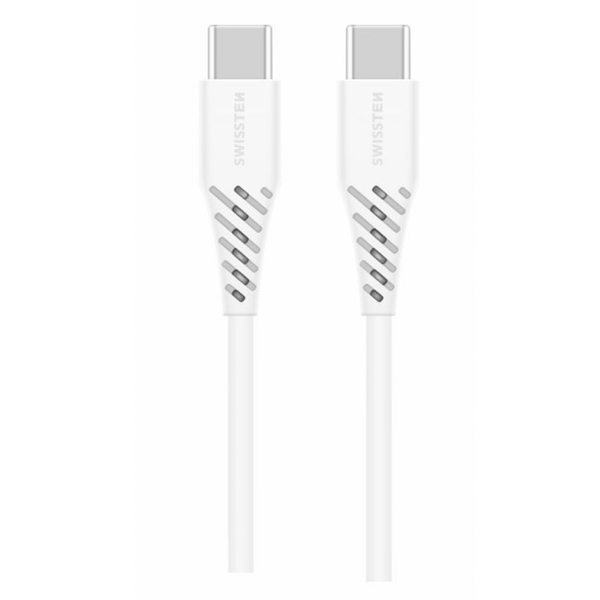 Swissten Power Delivery USB-C apa - USB-C apa Adat és töltő kábel - Fehér (2.5m)