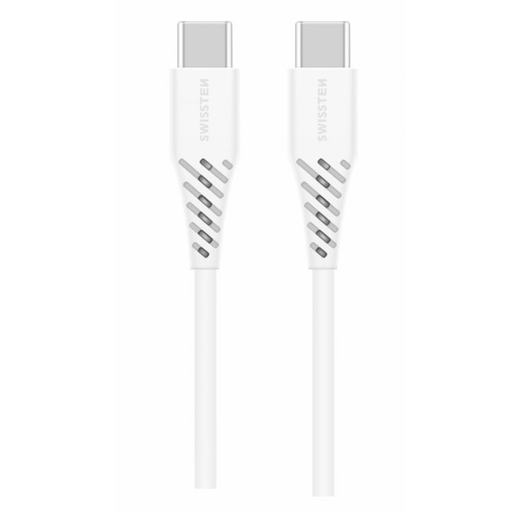 Swissten Power Delivery USB-C apa - USB-C apa Adat és töltő kábel - Fehér (2.5m) (71506530)