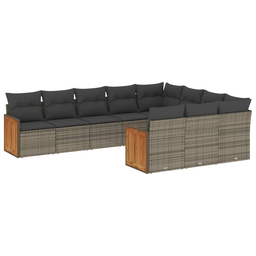 10 részes szürke polyrattan kerti ülőgarnitúra párnákkal (3260422)