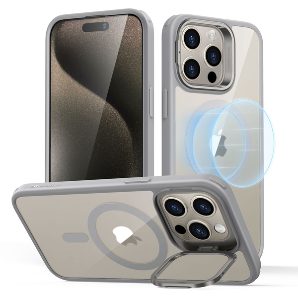 Калъф за iPhone 15 Pro Max - ESR Classic Hybrid HaloLock Kickstand - Clear Grey