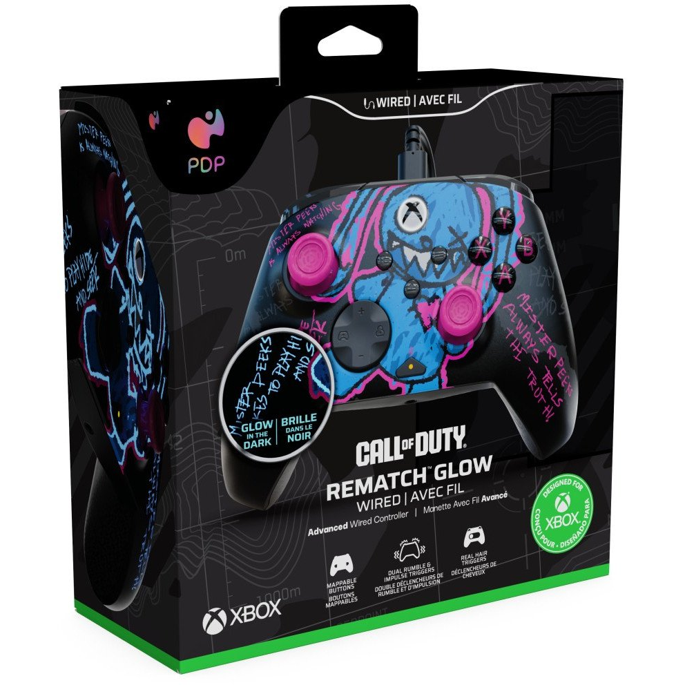 PDP Rematch Glow Xbox Series X|S/Xbox One/PC Call of Duty: Mister Peeks Glow in the Dark vezetékes kontroller (049-023-CDMP)