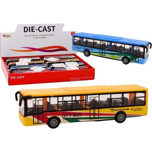 Városi Busz Súrlódó Hajtással, 15 cm, Fém – 18771