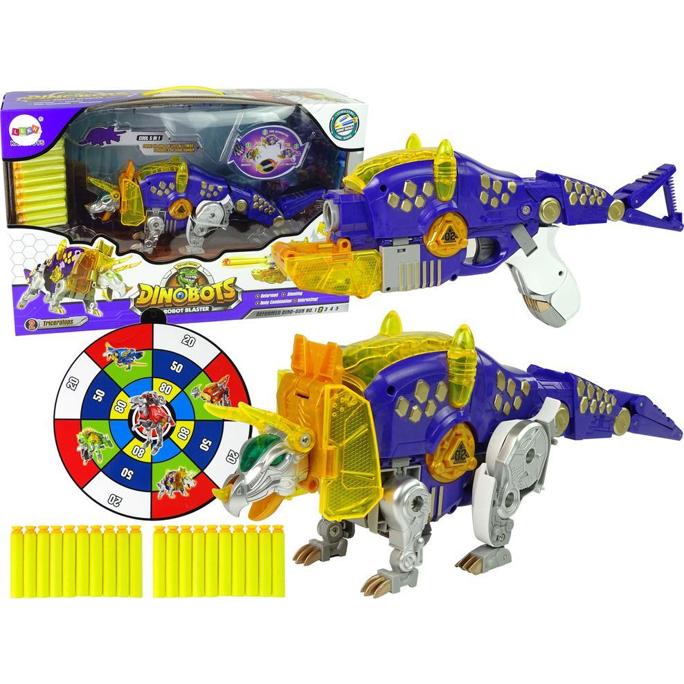 Dinobots 2in1 Dinoszaurusz Puska - Lila Triceratopssá Alakítható, Pajzzsal (10044-uniw)
