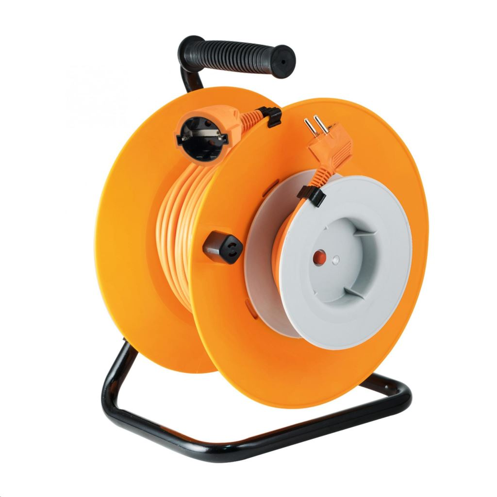 Somogyi Kábeldob, fém talp, 1 lengő aljzat, 27+3m kábellel (HJR 24-30) (HJR 24-30)