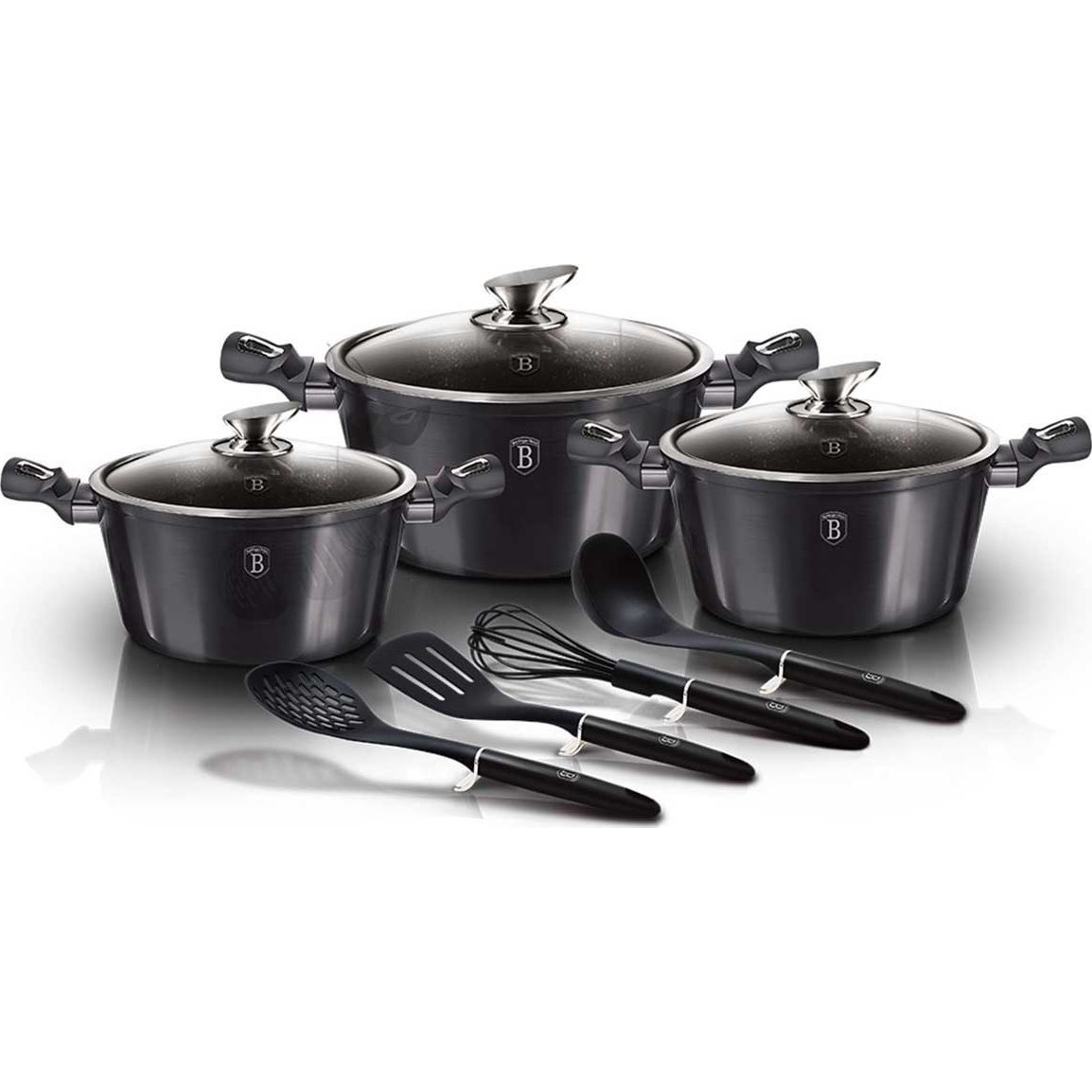 BerlingerHaus BH/6919 Metallic Line Carbon Edition Edénykészlet - Kovácsolt Alumínium, Sötét Szürke (BH-6919 Kinghoff)