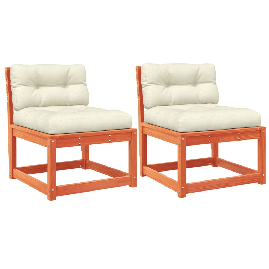 2 db viaszbarna tömör fenyőfa kerti kanapé párnával (844706)